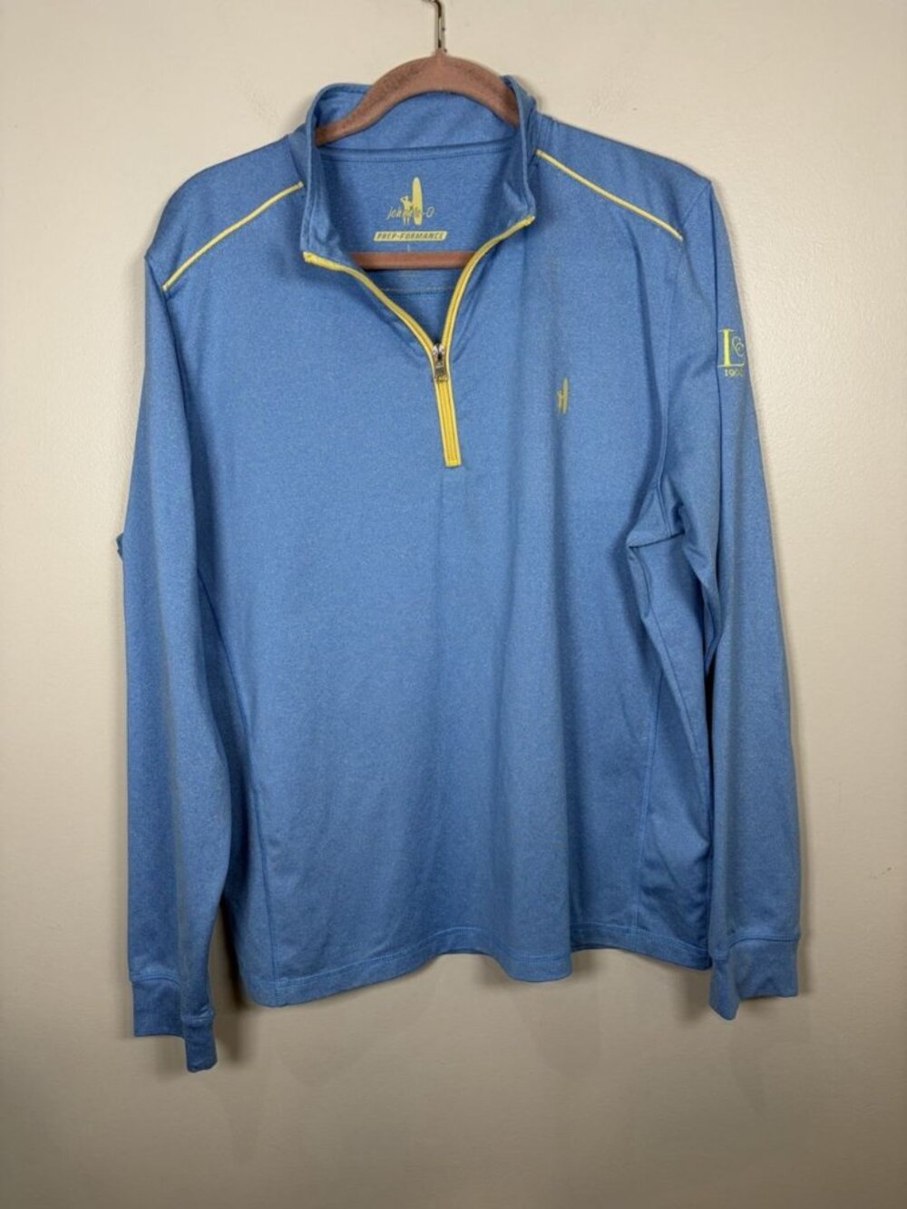 Johnnie-O Prep Formance Pullover Men Size Large Blue 1/4 Zip Logo Performance